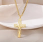 Stainless Steel Cross Necklace For Women Gold Color Chain Cross Pendant Necklaces Retro Religion Jewelry Gift bijoux femme