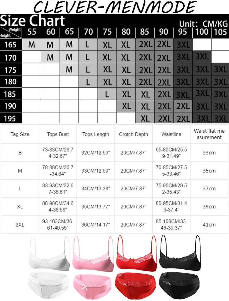 Men's Sexy Lace Bra Bikini Clever-MenMode