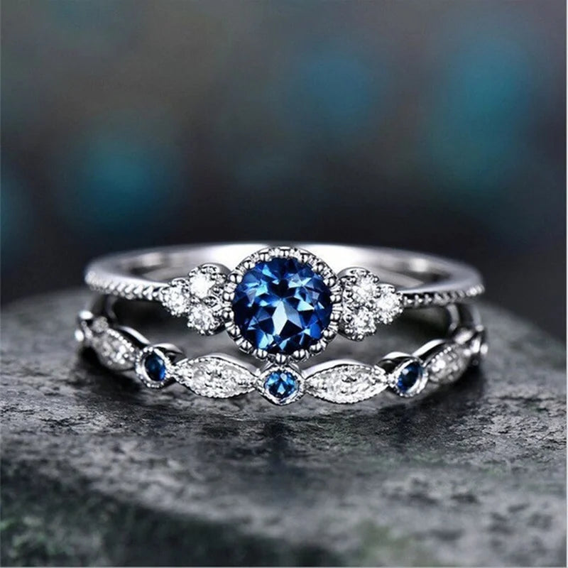 925 Sterling Silver Ring Set with Emerald Zircon Crystals | Women's Wedding Engagement Jewelry