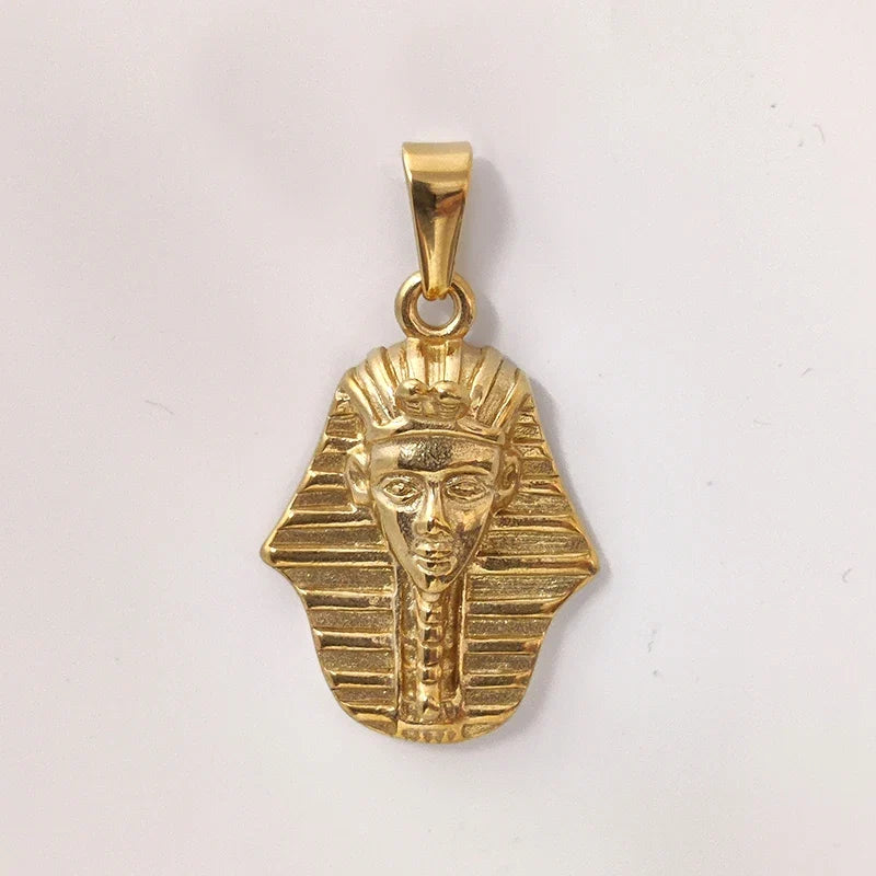 18K Gold Plated Stainless Steel Pendant Vintage Egyptian Pharaoh Portrait Lion Skull & Ghost Hand Charms Trendy Jewelry