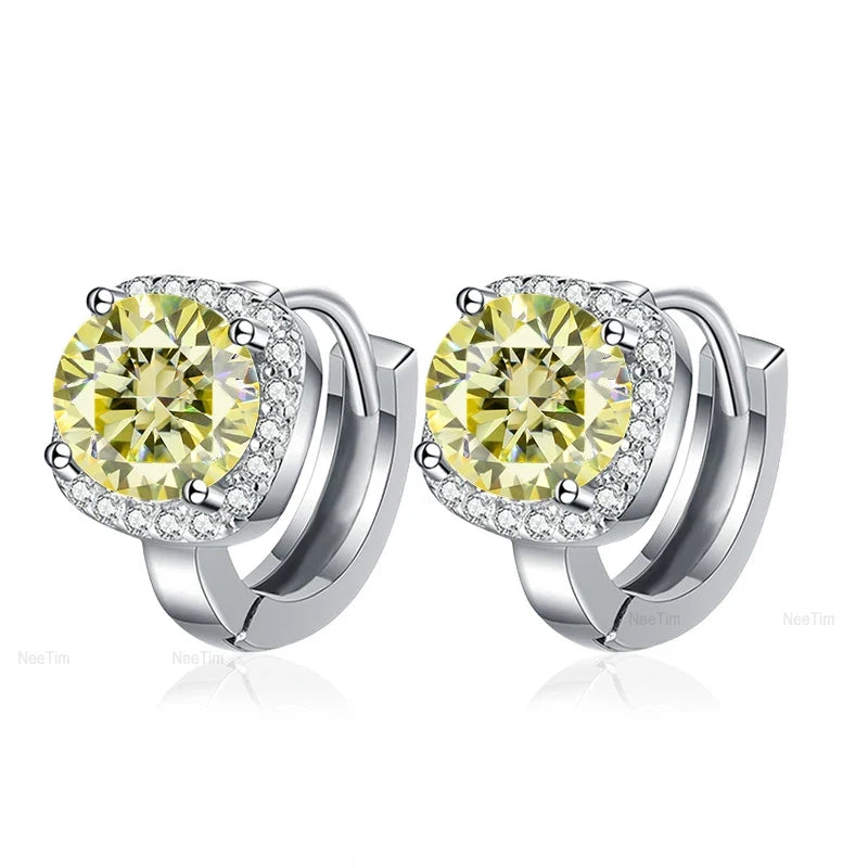 NeeTim 0.5ct 1ct Rainbow Color Moissanite Studs Earrings for Women S925 Silver Black Blue Pink Lab Diamond Wedding Stud Earring