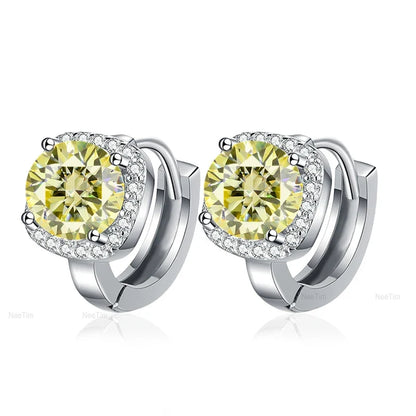NeeTim 0.5ct 1ct Rainbow Color Moissanite Studs Earrings for Women S925 Silver Black Blue Pink Lab Diamond Wedding Stud Earring