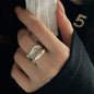 VENTFILLE 925 Sterling Silver Geometric Multilayer Round Bead Ring | Fashion Punk Temperament Jewelry