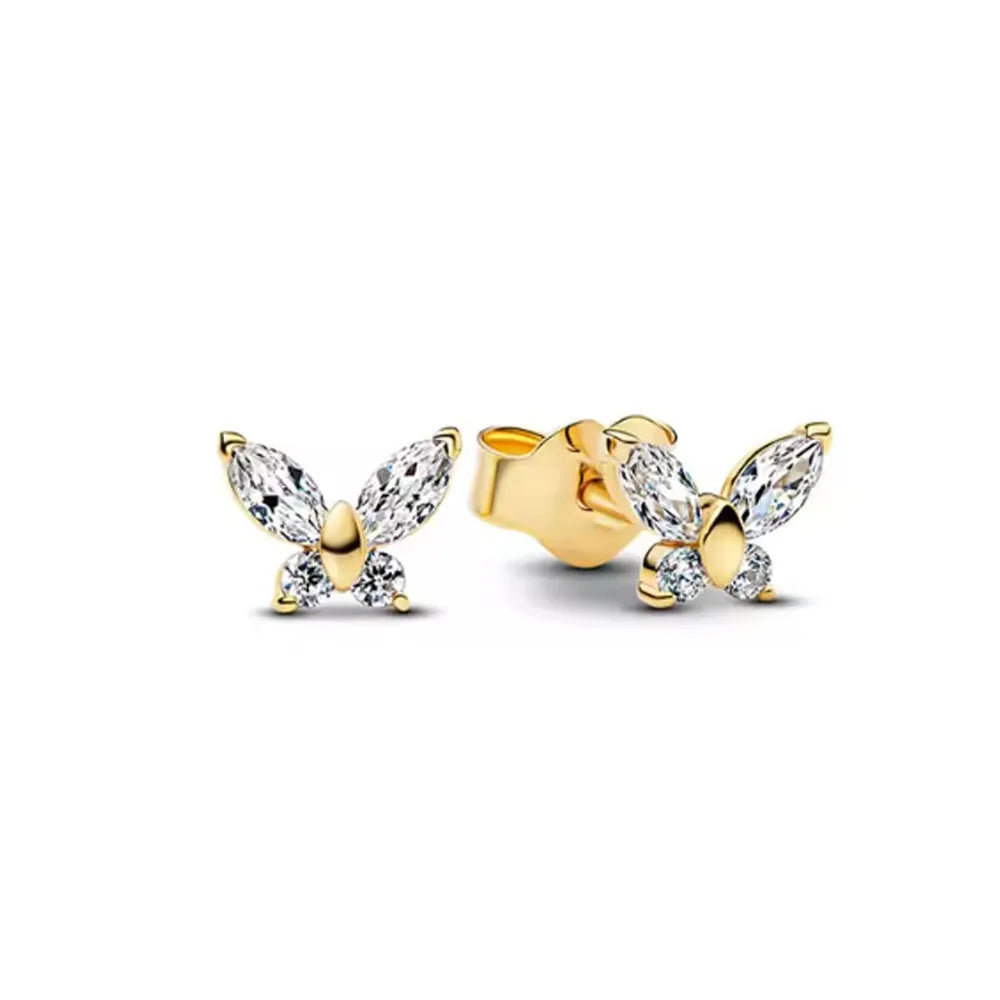 European New Cross Sunflower Gold Color Stud Earrings, Fit Women's Festival Exquisite Charm Jewelry Gifts  925 Silver