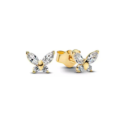 European New Cross Sunflower Gold Color Stud Earrings, Fit Women's Festival Exquisite Charm Jewelry Gifts  925 Silver