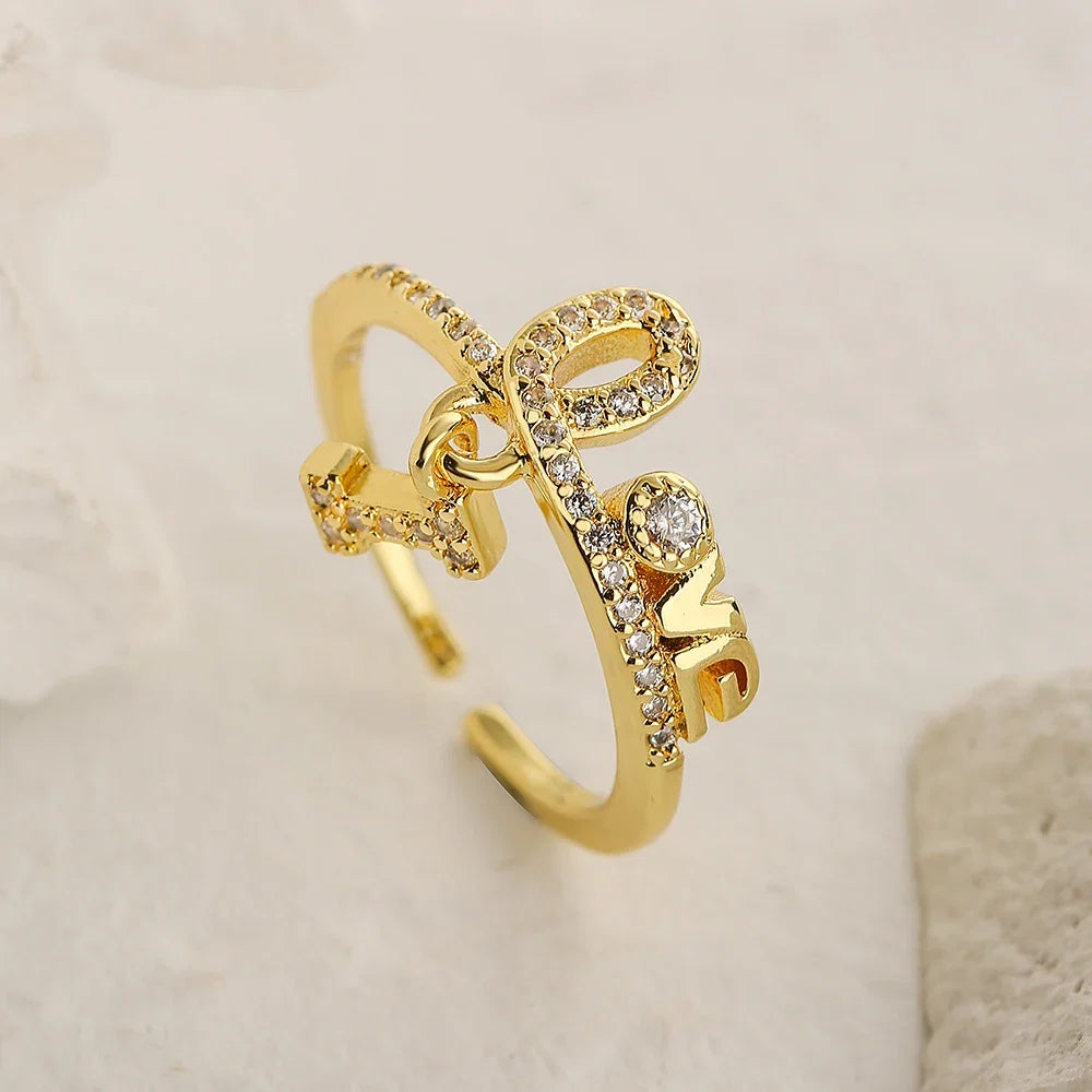 NEWBUY Unique Design Heart Lock Love Open Rings For Women Girl Gold Color High Quality Engagement Jewelry Femme Bijoux