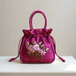 ZTBBAO Embroidered Flower Bucket Bag | Small Top Handle Handbag for Women