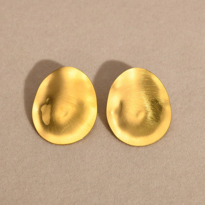 Matt Large Stainless Steel Stud Earring for Women, Pairs Chic Oval Irregular Ear Jewely