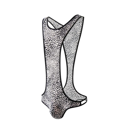 Leopard Men's Bodysuits Building Shapers Tights Men Singlet Underwear Bikini Sexy Men T-Back Jumpsuit Stretch Thongs Jockstrap