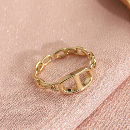 Fashionable Starry Full Drill Chain Pendant Ring for Women Versatile Luxury Design Ring Finger Accessory Copper Material