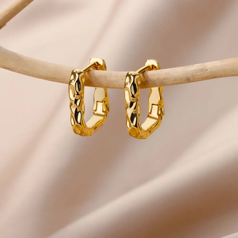 Stainless Steel Circle Earrings For Women Gold Color Aesthetic Zircon Earring Wedding Christmas Fashion Jewelry Accessories Gift