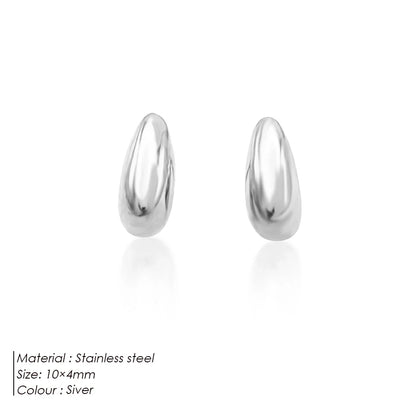 SUNIBI Stainless Steel Stud Earring for Women Gold Color Silver Color Simple Earrings Wives Smooth Thick Hoop Fashion Jewelry