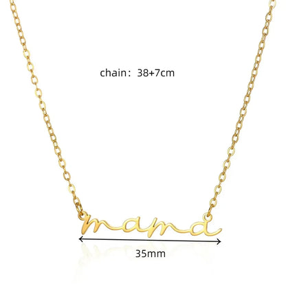 MAMA Pendent Necklaces for Women Gold Color Link Chain Stainless Steel Necklace 2025 Trend Female Choker Jewelry Gift