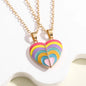 1set Rainbow Heart Necklace Pendant Creative Magnetic Splicing Necklace Pendant Couple Good Friend Friendship Necklace