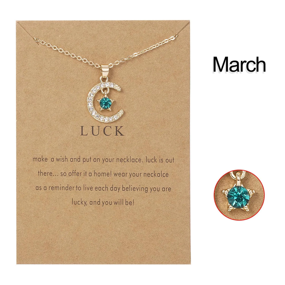 Fashion Moon Star Necklaces For Women 12 Months Crystal Birthstone Pendant Chain Men Trendy Birthday Party Jewelry Gift