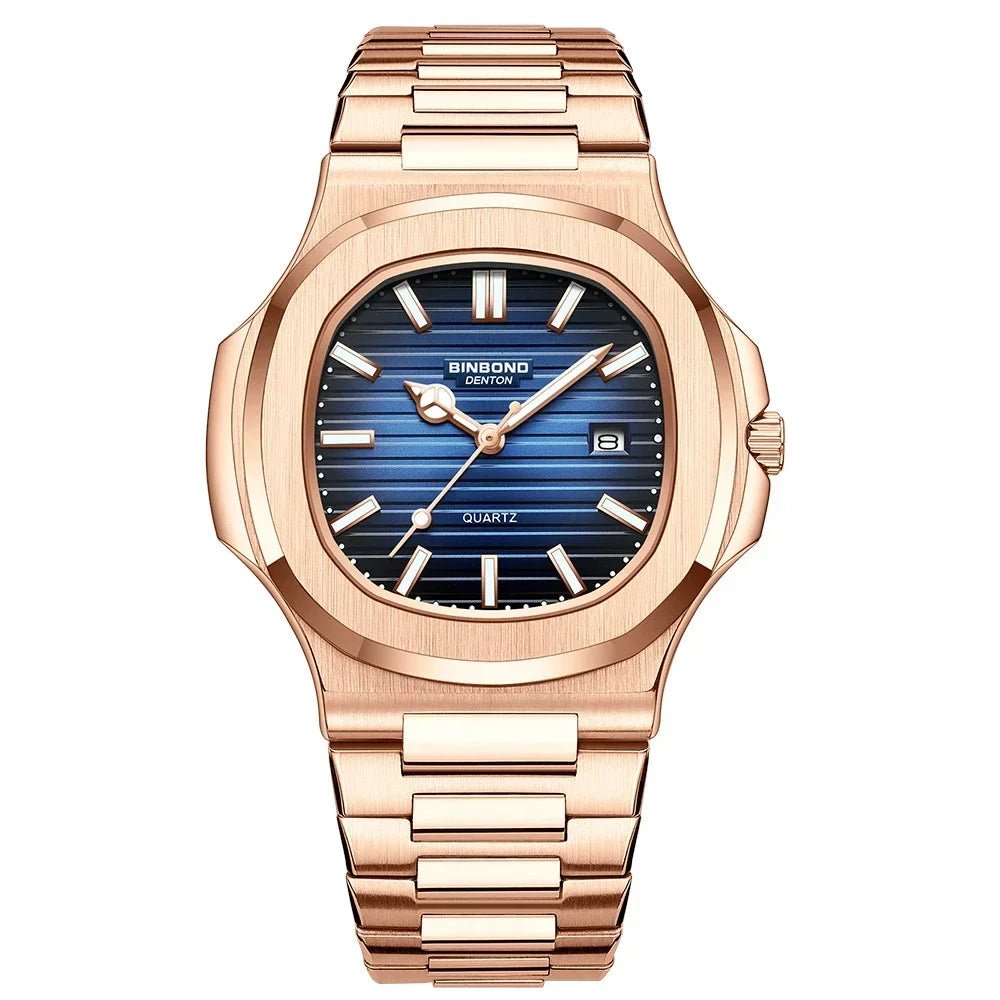 New Switzerland Man Casual Rose Gold Clock Men Luxury Watch Automatic Watches Mens Fashion Quartz Wristwatches Tudo Por 1 Real
