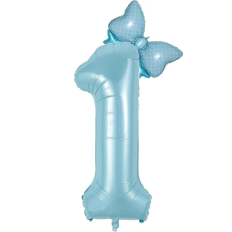 Number Foil Balloon Set with Bows | Birthday Party Decor