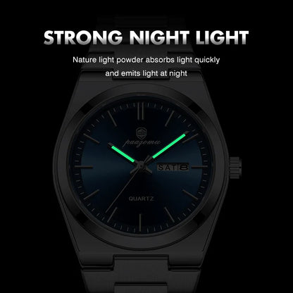 PAAZOMU Ultra Thin Quartz Watch Men Women Minimalist Style Waterproof Luminous Wristwatch Comfortable Strap Daily Office Gift