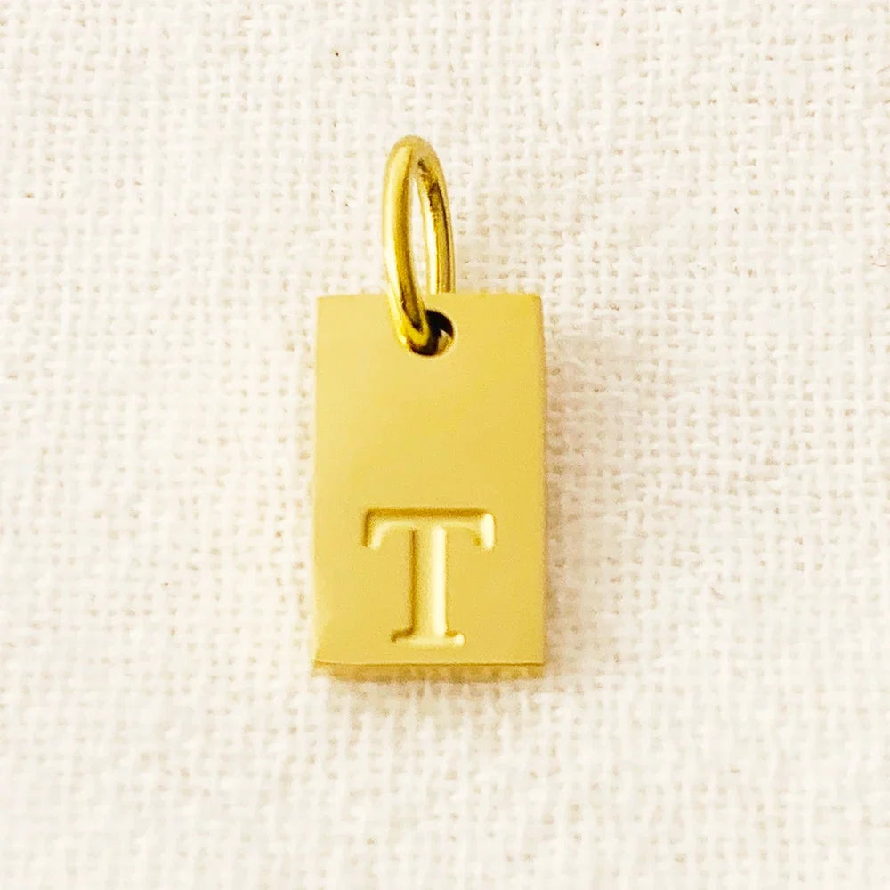 SUNIBI Alphabet Charm Pendant for Necklaces Stainless Steel Jewelry DIY Engraved Lettering Accessories Women's Fashion Jewelry