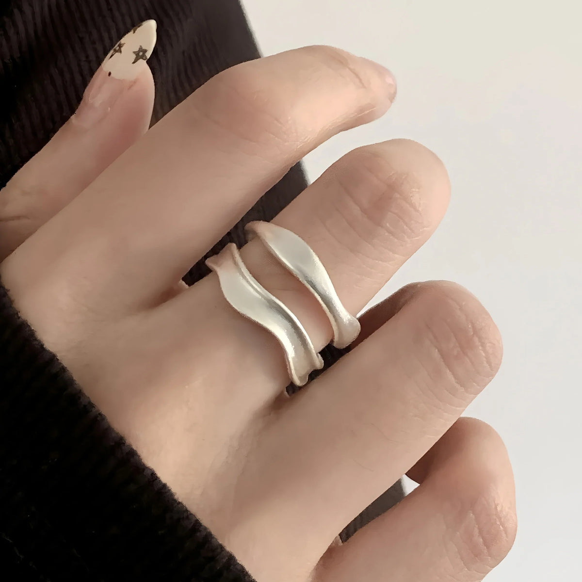 925 Sterling Silver Frosting Geometry Ring | Textured Wide Band for Women