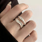 925 Sterling Silver Frosting Geometry Ring | Textured Wide Band for Women