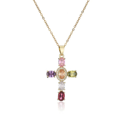 NEWBUY Classic Design Cross Pendant Necklace For Women 2026 Hot Sale Luxury AAA Cubic Zirconia Crystal Christian Jewelry Gift