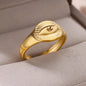 Vintage Ancient Greek Arethusa Goddess Coin Rings For Women Imitation Pearl Zircon Moon Stainless Steel Ring Fashion Jewelry