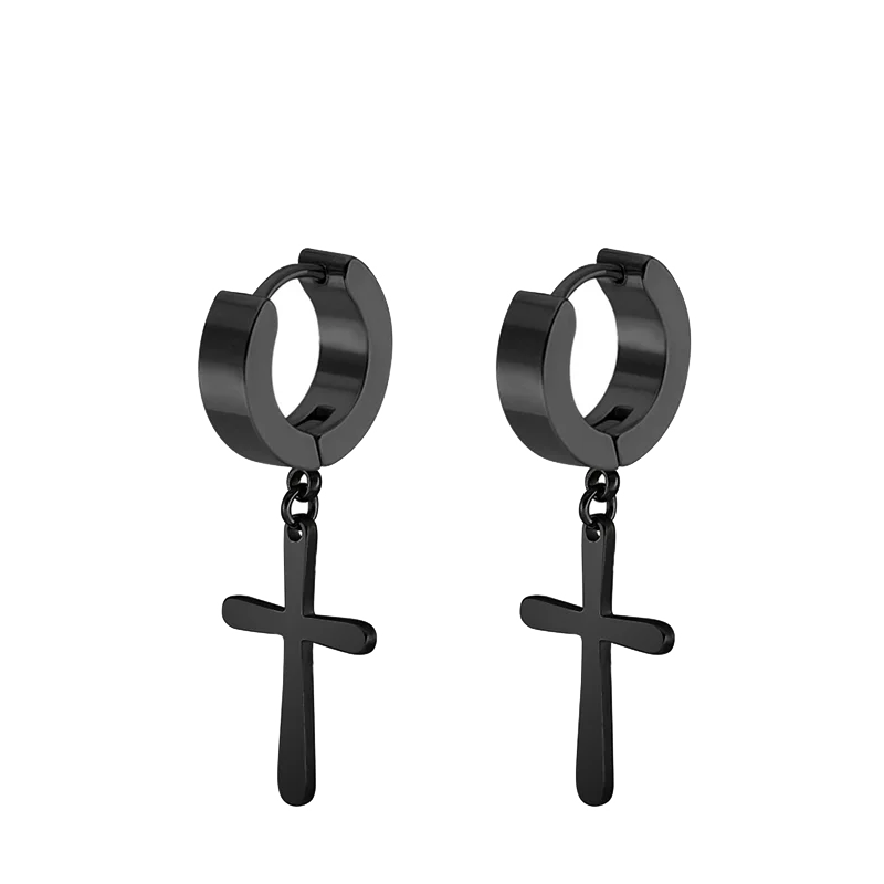 Vintage Punk Stainless Steel Stud Earrings for Men Women | 1 Pair Black Earrings Set