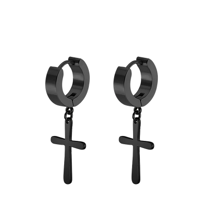 Vintage Punk Stainless Steel Stud Earrings for Men Women | 1 Pair Black Earrings Set