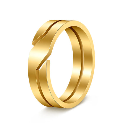 Kissmoon Minimalist Fashion Geometric Slanted Notch Couple Stainless Steel Ring for Men Women Wedding Band Party Jewelry Gifts