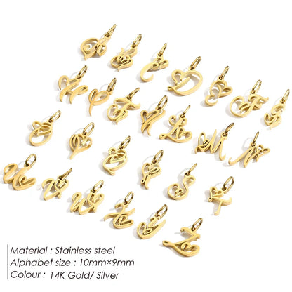 SUNIBI Heart Art Initial Alphabet Pendant DIY Name Customized Birthday Gift Stainless Steel Women Fashion Jewelry A-Z Wholesale