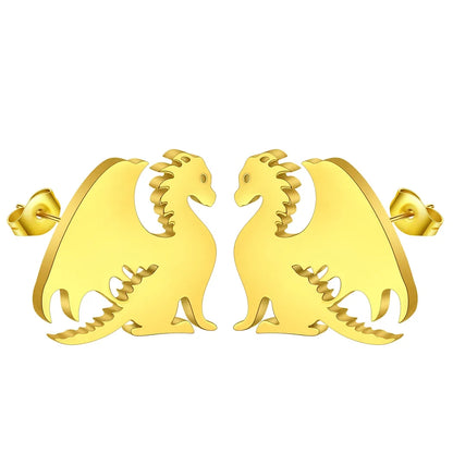 Punk Black Western Dragon Ear Stud | Stainless Steel Stud Earrings