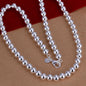 4-10MM Beads Chain 925 Sterling Silver Necklace Exquisite Wedding Luxury Gorgeous Charm Fashion For Women Lady 50cm Jewelry