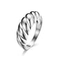 Stainless Steel Twist Bread Design Ring Wedding Band for Men Women Size 4-12