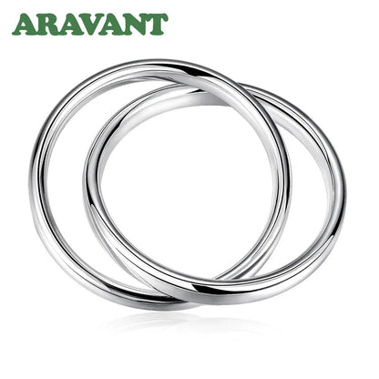 Aravant 925 Silver Double Circle Bangles For Women Men Fashion Jewelry