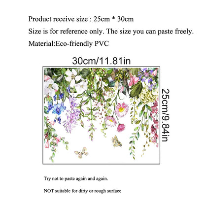 Plants Flowers Butterflies Wall Sticker | Toilet Decor Decals for Home Decoration