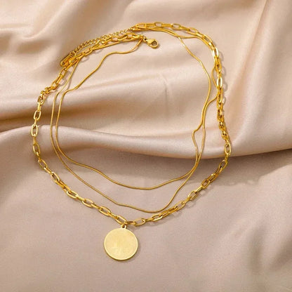 316L Stainless Steel Multilayer Heart Necklace For Women Girls Goth Gold Color Clavicle Chain Charm Choker Jewelry Birthday Gift