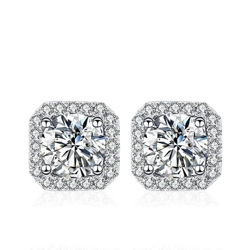 NeeTim 0.5ct 1ct Pink Moissanite Studs Earrings for Women 925 Sterling Silver Black Blue Grey Sparkling Lab Diamond Stud Earring