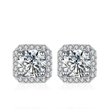 NeeTim 0.5ct 1ct Pink Moissanite Studs Earrings for Women 925 Sterling Silver Black Blue Grey Sparkling Lab Diamond Stud Earring
