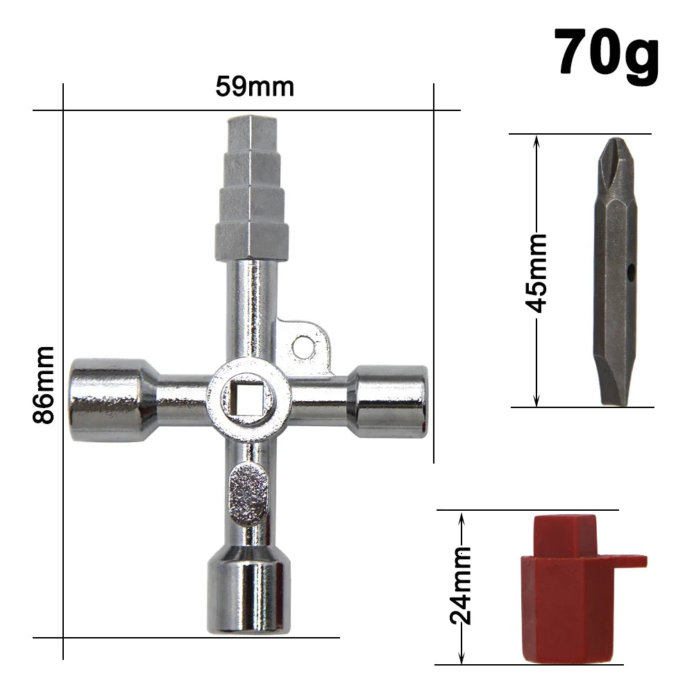 4in1 Silver Key Wrench Set | Electrical Elevator Control Cabinet Screwdriver Tool