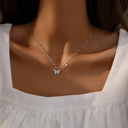 925Silver Butterfly necklace for women in summer, niche, versatile, exquisite, luxurious, high-end, collarbone chain
