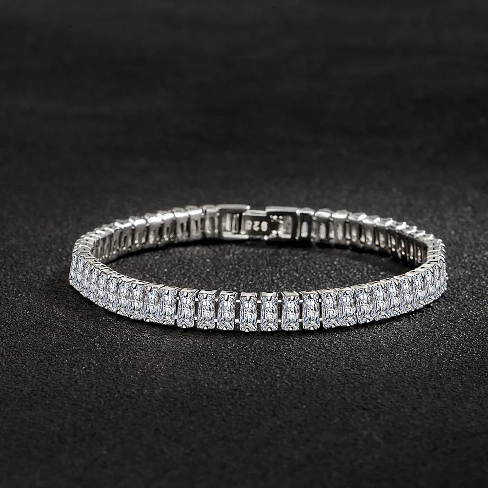 Hot sales 925 Sterling Silver Bracelet Noble Color Crystal Hand For Women Charm Wedding designer Jewelry Gift Party 18cm
