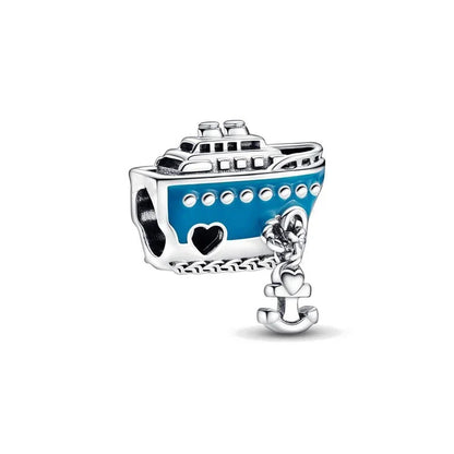 European Summer Blue Series Turtle Flower Pendant Fit S925 European 925 Sterling Silver Bracelet Bangles Necklace