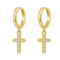 European New Cross Sunflower Gold Color Stud Earrings, Fit Women's Festival Exquisite Charm Jewelry Gifts  925 Silver