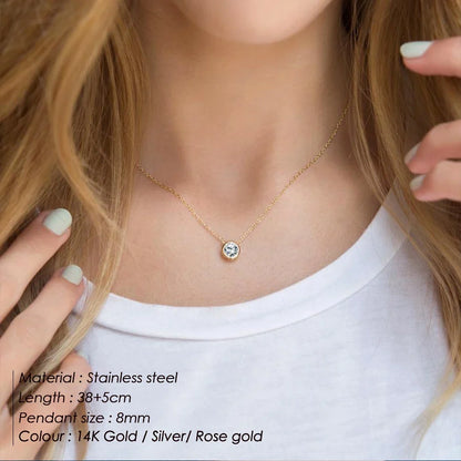 SUNIBI Stainless Steel Birthstone Necklace for Woman Gold Color Bride Designer Pendant Necklaces Birthday Gift Jewelry Wholesale