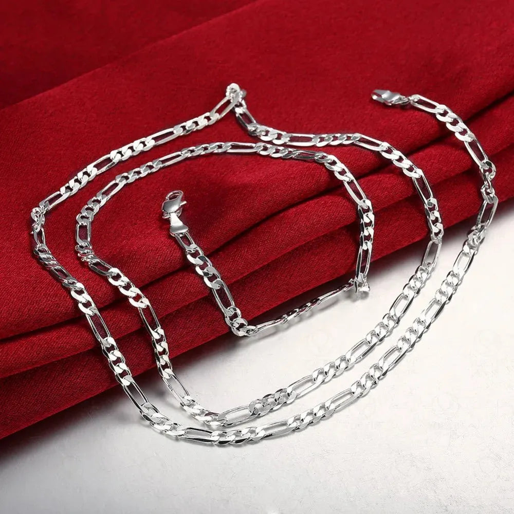 ALIZERO 40-75cm 925 Silver 4mm Figaro Chain Necklace for Women Men Long Necklace Hip Hop Jewelry Gift