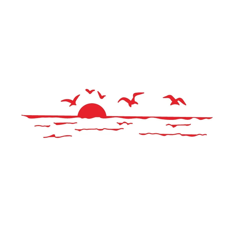 Sunset Over Ocean Scene RV Camper Decal | Beach Sunset Vinyl Sticker for Car Window Laptop Decor