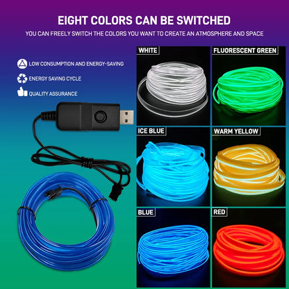 Car Interior EL Wire Neon Strips | Flexible LED Atmosphere Lamp