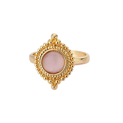 Luxury Opal Zircon Sun Rings For Women Girls Stainless Steel Gold Color Open Ring 2025 New Fashion Wedding Couple Jewelry Gift