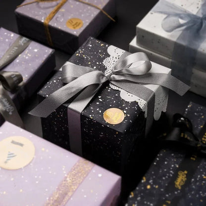 Floral Wrapping Paper Set | 5 Sheets with Gold and Silver Sparkles